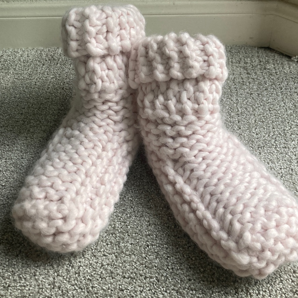 Lemon Cable Knit Slipper Socks Cream M